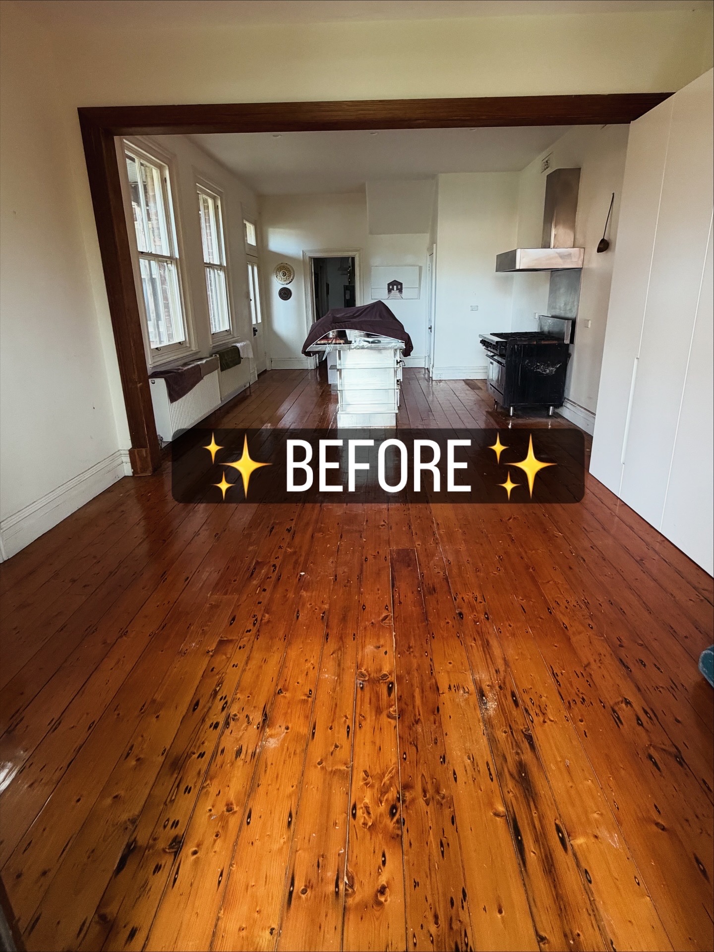 Kitchen floor before sanding