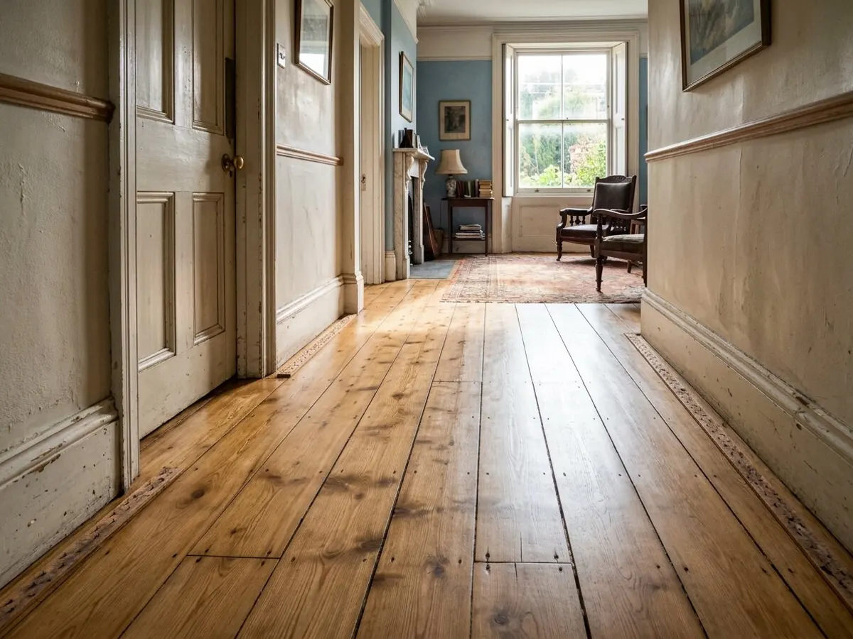 Terrace timber floor after sanding and polishing