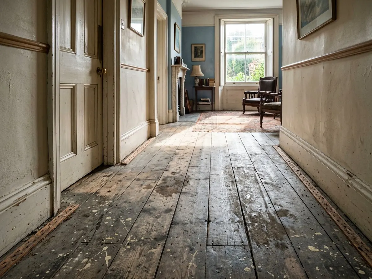 Terrace timber floor before sanding